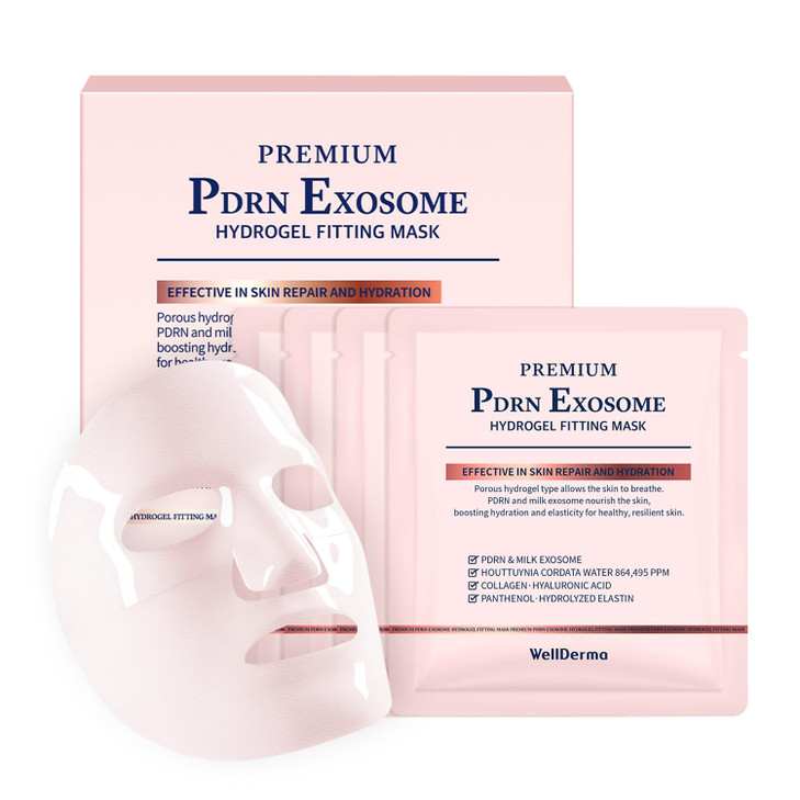 WELLDERMA PDRN Exosome Hydrogel Fitting Mask, 30g x 4 Sheets  Revitalizing & Hydrating Micro-Hole Sheet Mask with