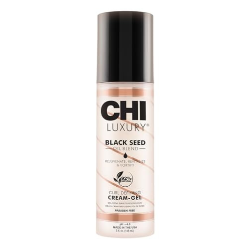 CHI Luxury Black Seed Oil Curl Defining Cream Gel, Defines Curl, Controls Frizz & Strengthens Hair For Shine, Sulfate,