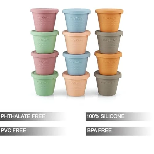 PandaEar 12 Pack Silicone Baby Food Storage Containers, 4 oz