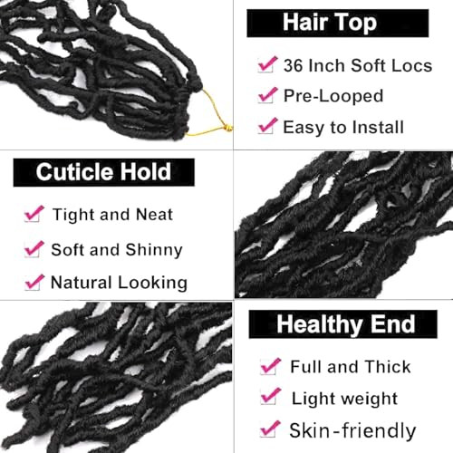 7 Packs Soft Locs Crochet Hair for Black Women 36 Inch Faux Locs 1B