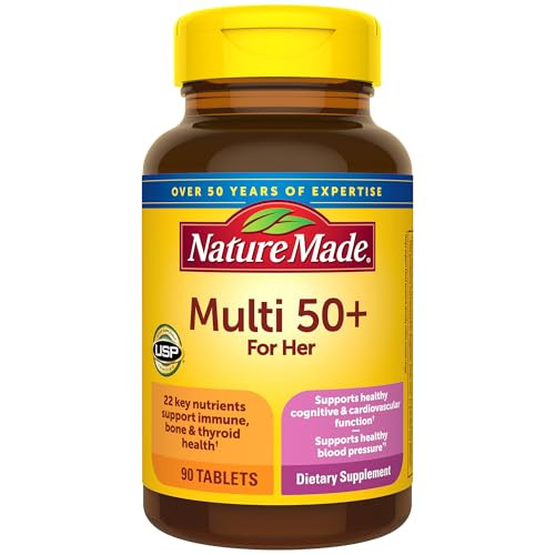 Nature Made Multivitamin For Women 50+ No Iron, Multivitamins for Women 50 Plus, Daily Nutritional Support, Nature Made Multi Vitamins, 90 Tablets, 9