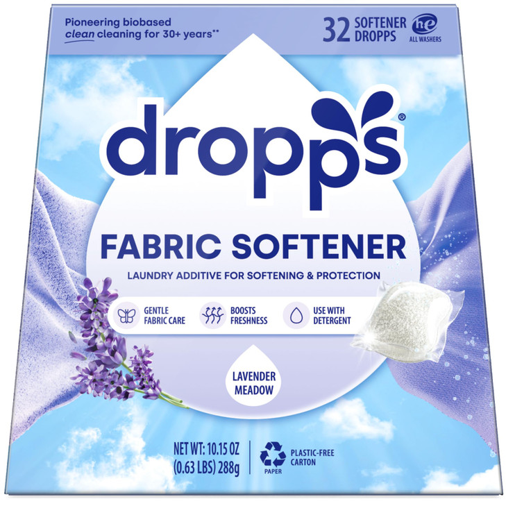 Dropps Fabric Softener Pods, Lavender Meadow (32 Count) - Laundry Softener For Soft & Fluffy Fabrics | Liquid Softener