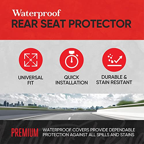 Motor Trend AquaShield Waterproof Rear Bench Seat Covers for Cars, SUV, & Trucks Rear Seat Cover Only - Beige Car