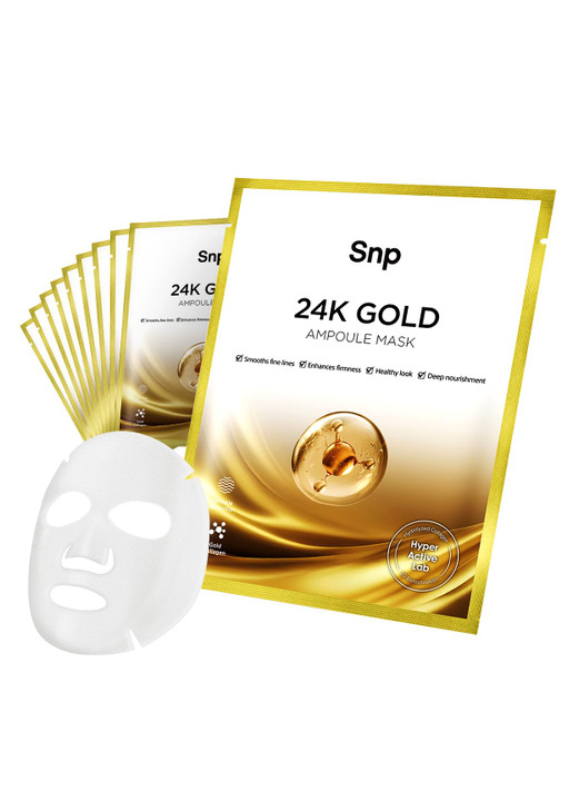 SNP 1000mg Collagen + 24K Gold Ampoule Sheet Mask | Collagen Face Masks Skincare | Tightening, Hydrating, and