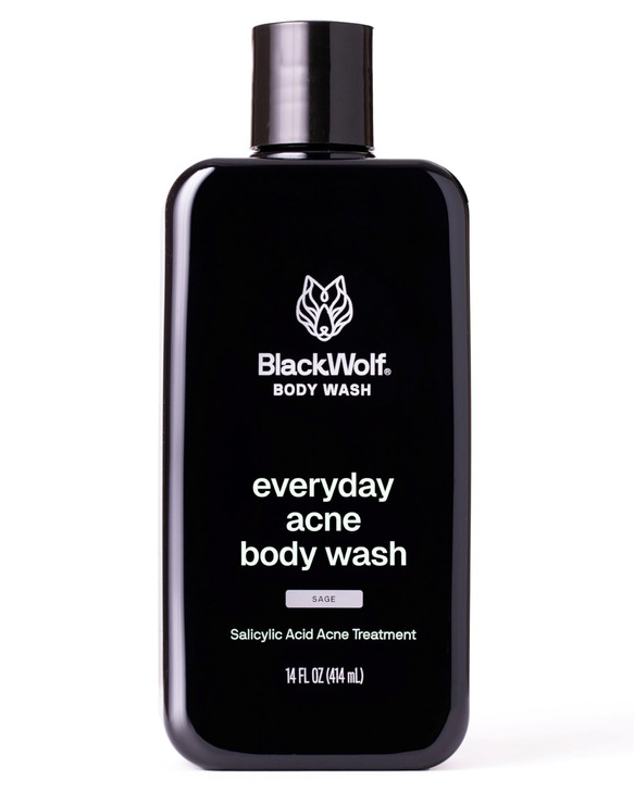 Black Wolf Salicylic Acid Body Wash for Men - Acne Face Wash, 14 Fl Oz