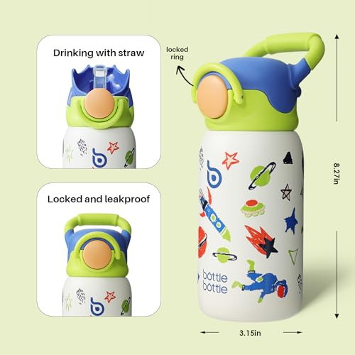 BOTTLE BOTTLE Kids Insulated Water Bottle 16 oz Astronaut