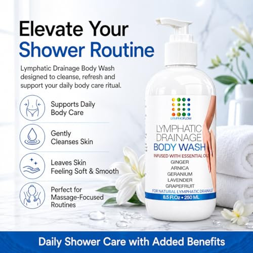 Bruizex Lymphatic Drainage Body Wash, Natural Herbal Shower Gel,Detox, 8 Oz