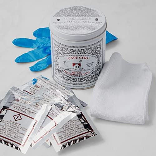 Cape Cod Polishing Metal Tin Bundle for Fine Metals | (12) 4X6 Polishing Cloths | (1) 12x12 Buffing Cloth | (1) Pair