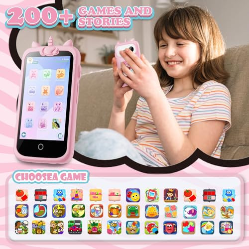 E teacher Kids Smart Phone for Girls Toys, 3.97" Kids Cell Phone, Age 3-12