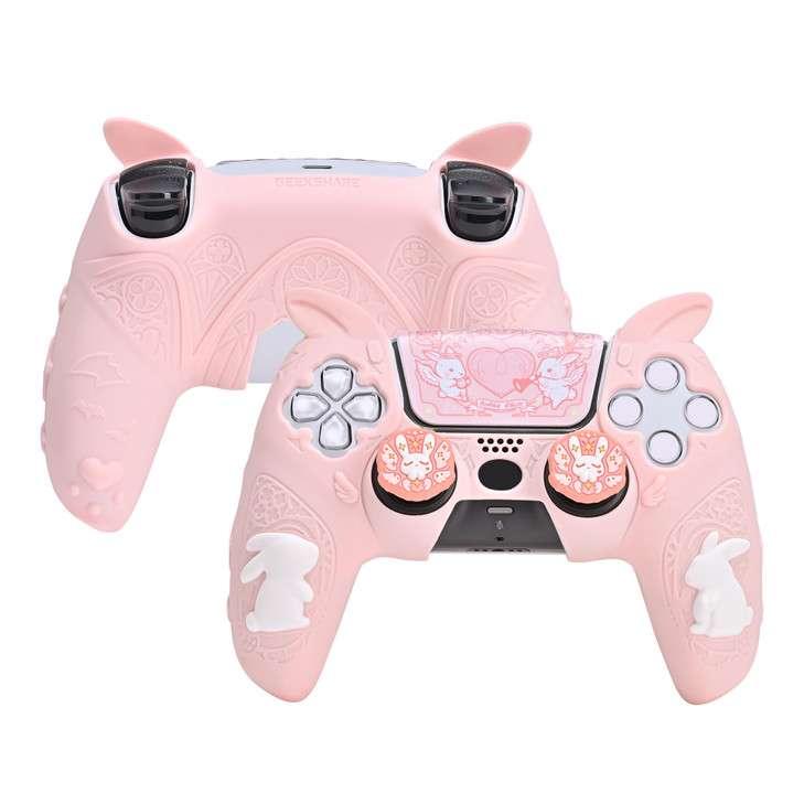 GeekShare PS5 Controller Skin Set,Soft Silicone Protective Cover Case for PS5 Wireless Controller with 2 Thumb Grip