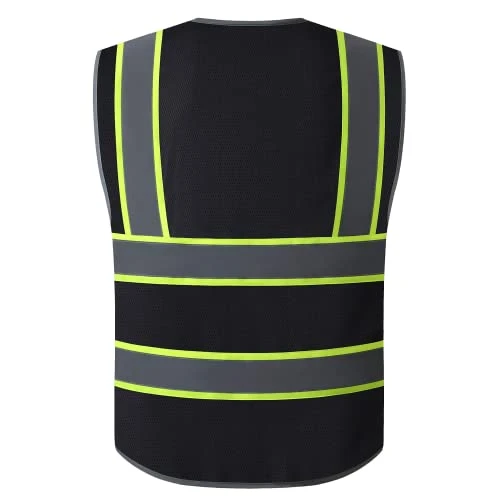 LOHASPRO High Visibility Vest for Men Reflective Safety Vest with Pockets Class 2 Construction Work Vest Zipper Front