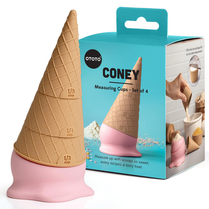 OTOTO Coney Ice Cream Measuring Cups Set  Detachable Plastic Measuring Cup Set for Baking & Cooking, Cute Measuring