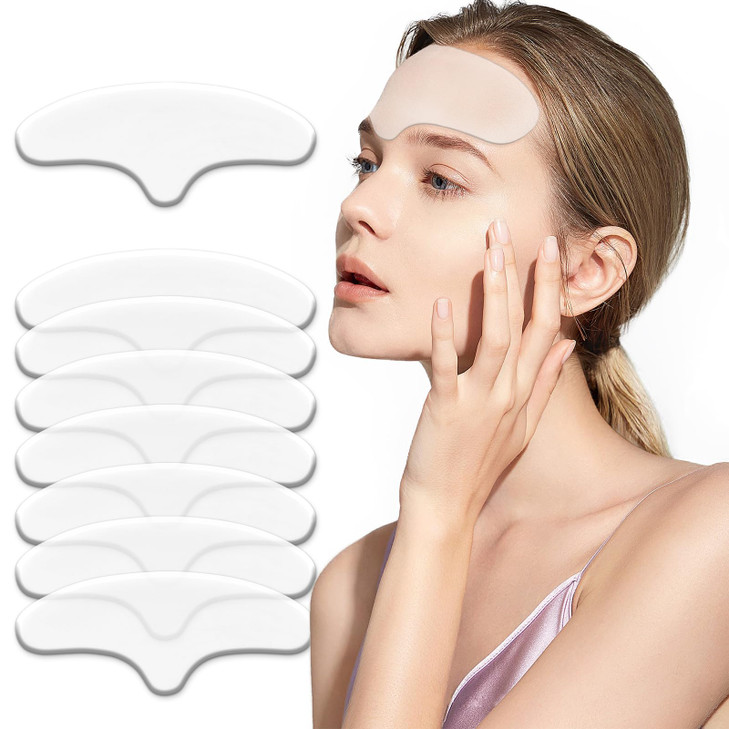 Pacify 8 Pcs Silicone Forehead Wrinkle Patches, Reusable Anti Wrinkle Silicone Patches for Smoothing Forehead Face