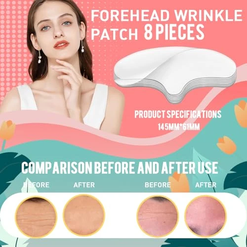 Pacify 8 Pcs Silicone Forehead Wrinkle Patches, Reusable Anti Wrinkle Silicone Patches for Smoothing Forehead Face