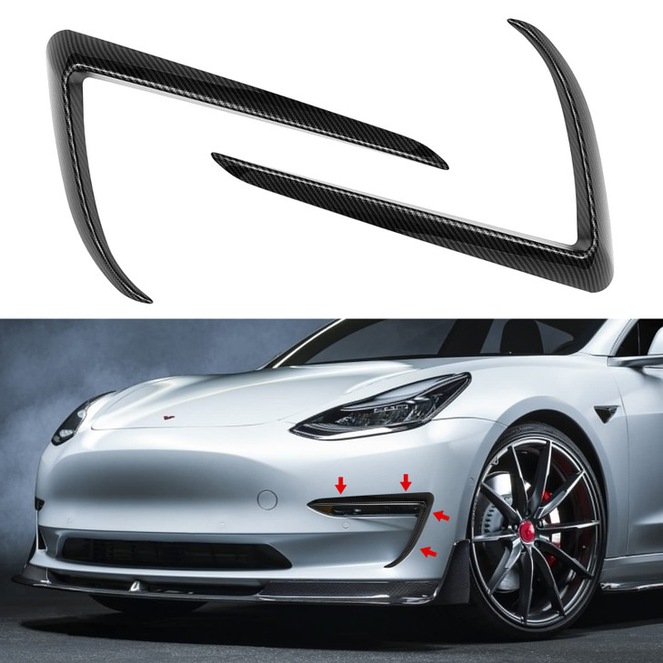 Plobeda Tesla Model 3 Front Fog Light Trim Cover Fog Lamp Frame Blade Trim Eyebrow Spoiler Accessories for Tesla Model