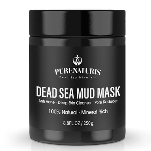 PureNaturis Organic Dead Sea Mud Mask for Face & Body, Premium Spa Quality Pore Minimizer for Acne, Blackheads, Oily