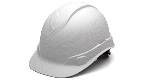 Pyramex Ridgeline Cap Style Hard Hat, 4-Point Ratchet Suspension, Matte White Graphite Pattern