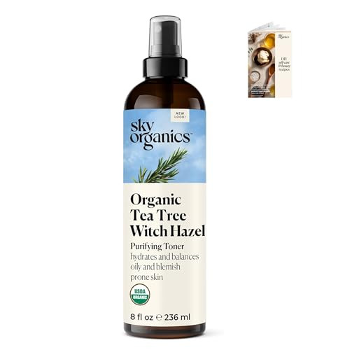 Sky Organics Organic Tea Tree & Witch Hazel for Face, Purifying Facial Toner to Hydrate, Soothe, Cleanse and Balance