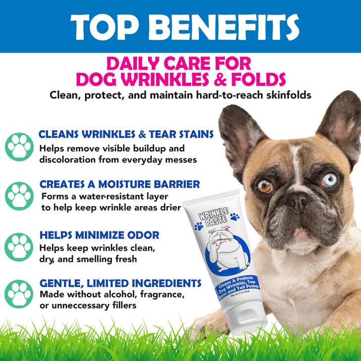 Squishface Wrinkle Paste, Dirty Wrinkle Cleaner for Bulldogs & Pugs, 2oz