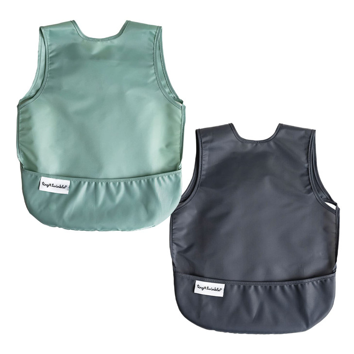 Tiny Twinkle Mess Proof Baby Bibs | 2 Pack Waterproof Toddler Bib for Eating | Baby Apron for Feeding, Machine