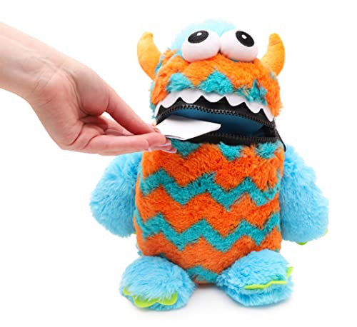 Toyland® 9" (23cm) Blue & Orange Colour Worry Monster Plush Soft Toy - Loves Eating Your Worries