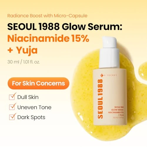 K-SECRET SEOUL 1988 Niacinamide 15% Glow Serum | Dark Spots, Uneven Skin Tone Care | Hydrating Serum with Niacinamide,