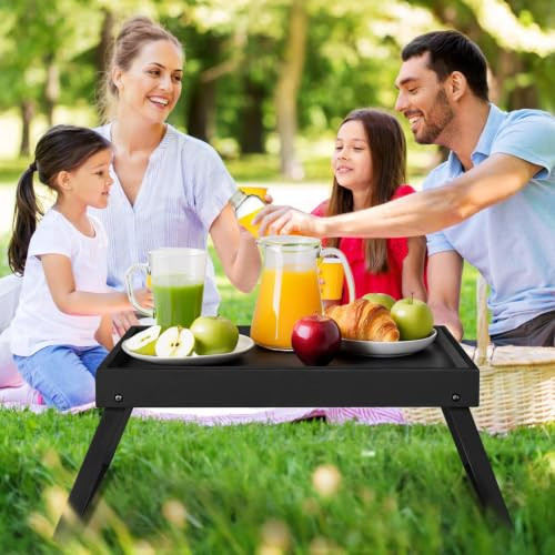 RRX Bed Tray Table with Folding Legs, Breakfast in Bed Tray (1, Black)