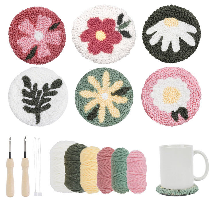 Emri Lane Punch Needle Kit  6 Floral Design Punch Needle Embroidery Kit