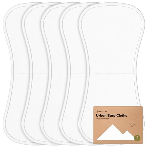 Organic Burp Cloths Baby Boy & Girl, 5-pack Cotton Burp Rags (Soft White)