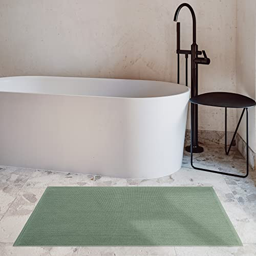 Cotton Paradise Bath Rug for Bathroom, 20x34 inch 100% Cotton Non Slip Bath Mat Rug, Soft Absorbent Machine Washable,
