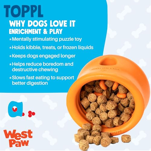WEST PAW Zogoflex Toppl Interactive Treat Dispensing Puzzle Dog Toy for Mental Stimulation & Enrichment-Holds Kibble &