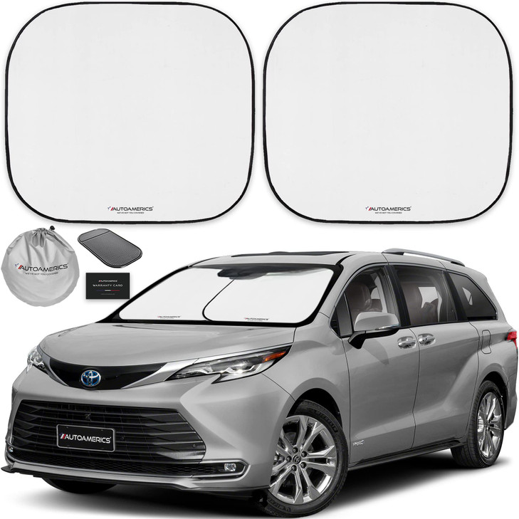 Autoamerics Windshield Sun Shade 2-Piece Foldable Car Front Window Sunshade for Full Size SUV Truck Tesla - Auto Sun