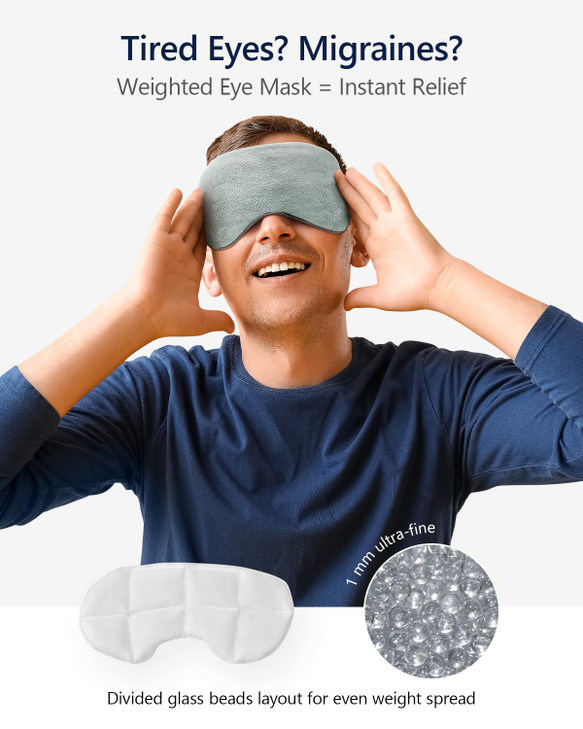 Mr. Sandman Weighted Eye Mask for Sleeping, Blackout Mask, 0.5 lbs, Grey