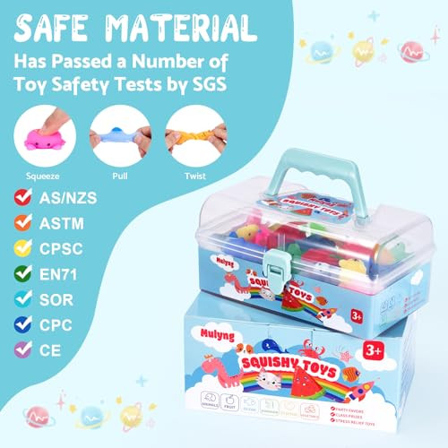 Mulyng Mochi Squishy Toys 80 Pack, Kawaii Squishies Fidget Toy for Kids Party Favor Christmas Birthday Gift Easter