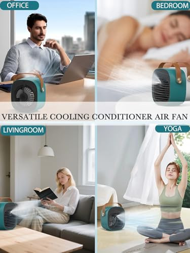 Portable Air Cooling Fan -6000mAh Rechargeable Mini Ice Cooler with 3 Speed Settings,3.5-15.5 Hours Runtime,Quiet Desk