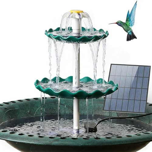 AISITIN 3 Tiered Bird Bath Solar Fountain Pump, 3.5W Solar Water Fountain