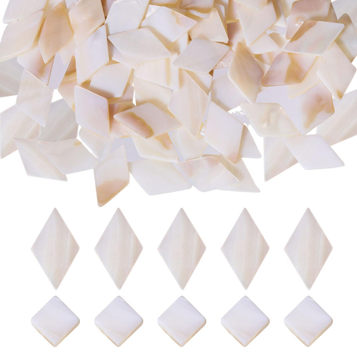 beinkmake 195Pcs Mother of Pearl Mosaic Tiles Bulk Natural Shell Mosaic Flat Rhombic Square Tiles for Home Decoration
