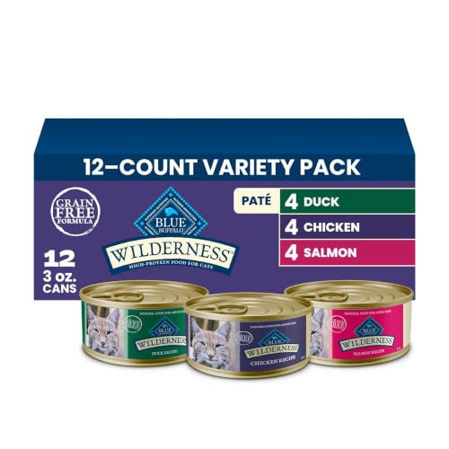 Blue Buffalo Wilderness Variety Pack Adult Paté Wet Cat Food, 3 oz, 12 ct