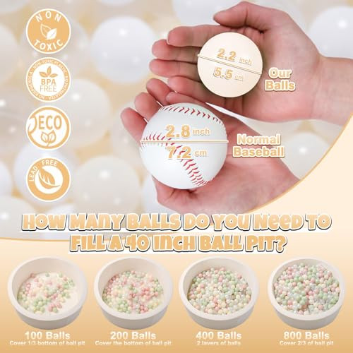 GOGOSO Ball Pit Balls Plastic Playballs for Baby Toddlers Kids Boys Girls Playhouse Decor Play Pool Fun Phthalate-Free