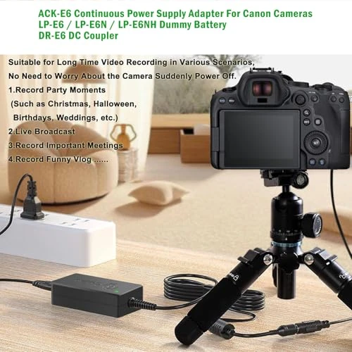 Gonine LP-E6 Dummy Battery for Canon, ACK-E6 Power Adapter DR-E6 DC Coupler