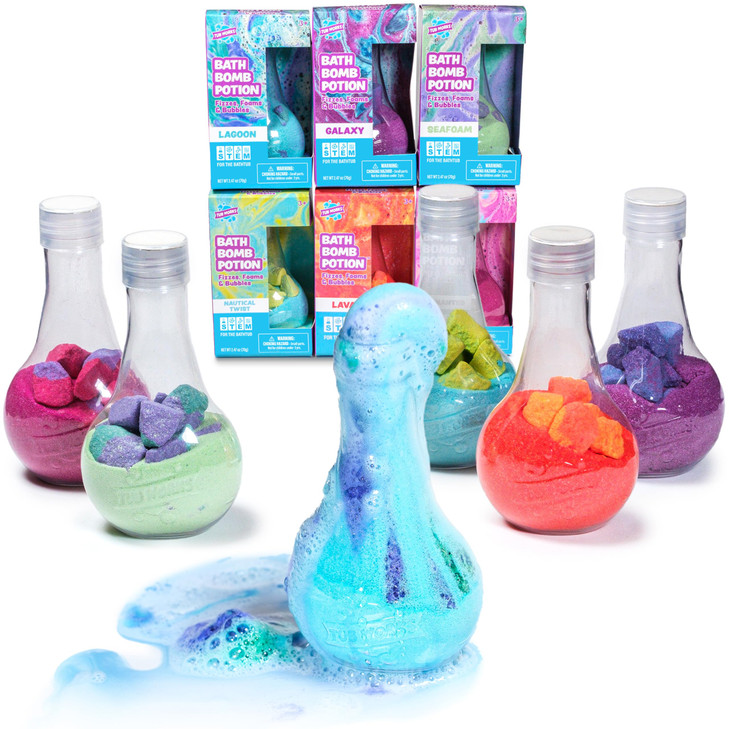 Tub Works® Kids Bath Bomb Potion Bath Toy, Variety 6 Pack | Nontoxic | Fizzes, Foams & Bubbles with an Eruption of