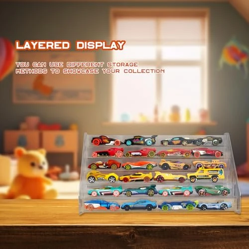 2 Pack Toy Cars Display Shelf for Hot Wheels Display Case Storage Organizer