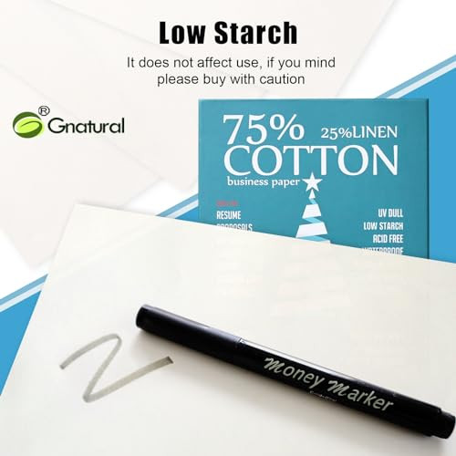 75% Cotton 25% Linen Business Paper, 85gsm 8.5AA-11A Inkjet Printer Paper, Waterproof White Copy Paper -100 Sheets