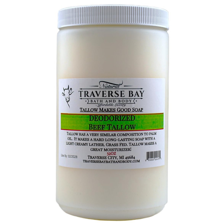 Traverse Bay Bath and Body Pure Deodorized Beef Tallow 32 oz Resealable Jar
