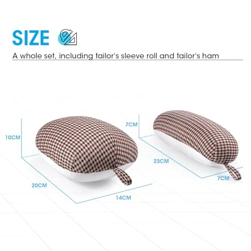 Buzzlett Tailor's Ham and Seam Roll Set, Pressing Tools for Sewing, 2 Pcs