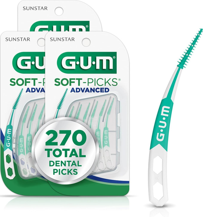 GUM Soft-Picks Advanced - Easy-to-Use Interdental Picks for Plaque Removal & Gum Health with Carry Case, Dentist