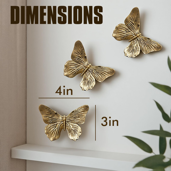 GUSFREUD 3D Butterfly Wall Decor Set  Resin Wall Decor for Living Room, Bedroom, Bathroom, Dining Room, Outdoor and