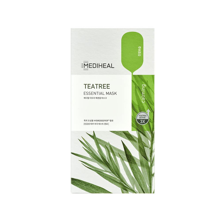 Mediheal Best Korean Sheet Mask - Tea Tree Essential Face Mask 10 Sheets For All Skin Types Korean Best Sheet Mask