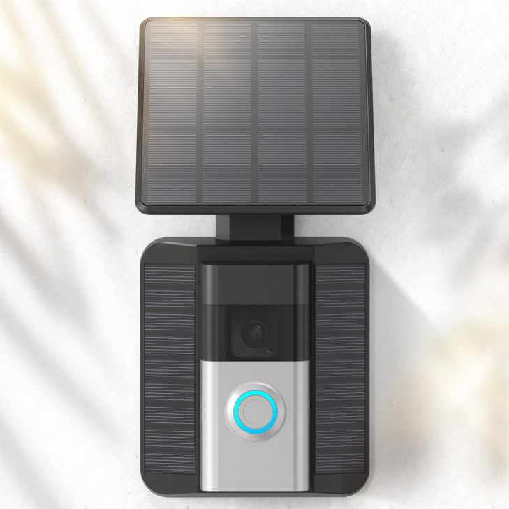 QIBOX Solar Charger Compatible with Ring Video Doorbell 4/3/3 Plus/Battery Doorbell Plus(U-Shaped Port), Waterproof