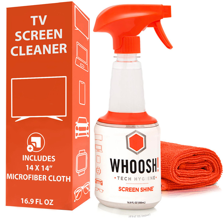 WHOOSH! Screen Shine Pro A Refillable TV Screen Cleaner & Cloth, 16.9 fl oz